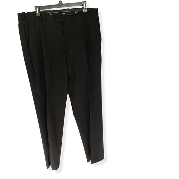 Izod Men's Straight Leg Dress Pants in Black Size 38 Waist 30 Length No Cuff - Picture 1 of 10